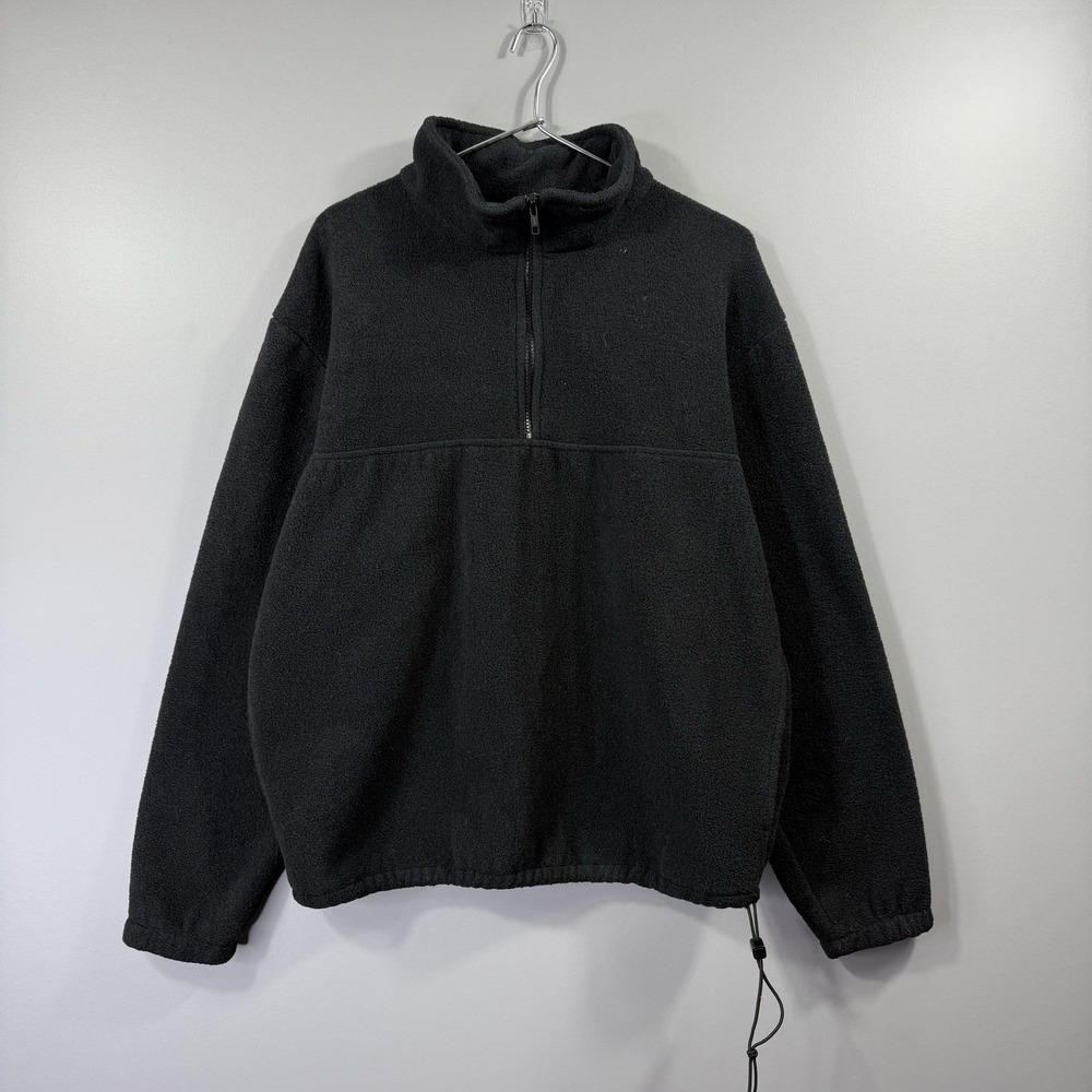Vintage J Crew Jacket Mens Medium Black Fleece 1/4 Zip Windbreaker 90s